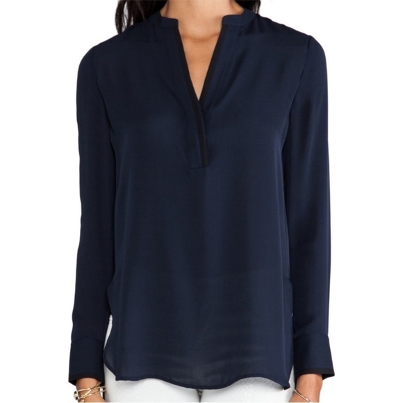 Vince Tops - Vince Silk Tipped Contrast Long Sleeve Blouse- size 2- NWT